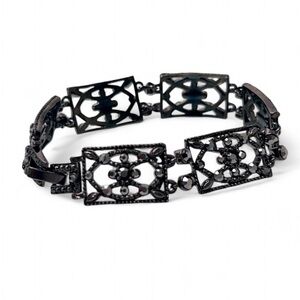 Vintage Monet Hematite Gunmetal Link Bracelet